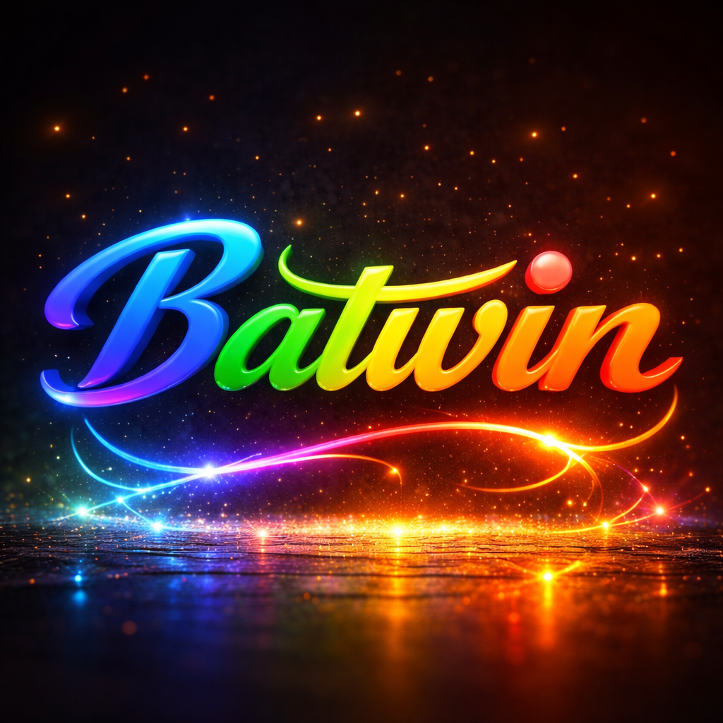 Batwin app logo with colorful 3D text and modern gaming interface